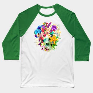 Skull and Flowers Baseball T-Shirt